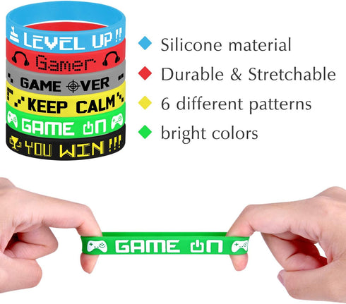 TUPARKA 36 Pcs Video Game Silicone Wristbands Game Party Supplies for Birthday Party Baby Shower Party Favors, 6 Styles...