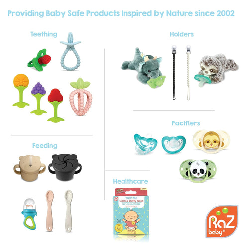 RaZbaby RaZbuddy RaZberry Teether/Pacifier Holder w/Removable Baby Teether Toy - 0M+ - Bpa Free (Dragon)...