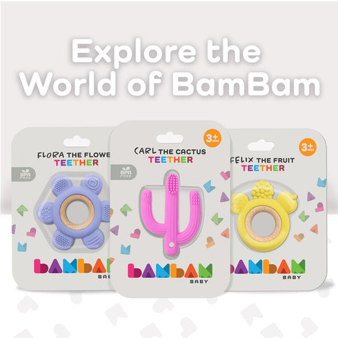BAMBAM Baby Premium Silicone Teething Ring Toy – Felix The Fruit – 100% BPA Free Silicone, Child Safety Tested, Teether Toys for Baby & Infant 0-6...
