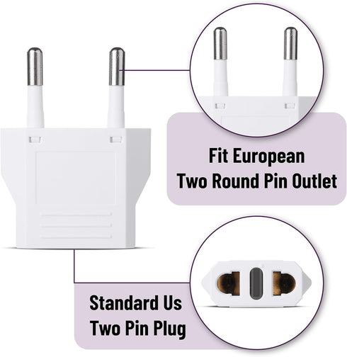 Bates- European Travel Plug Adapter, 10 Pack, European Plug Adapter, US to Europe Plug Adapter, Adapter for Europe Plug, US to EU Plug Adapter, Tr...