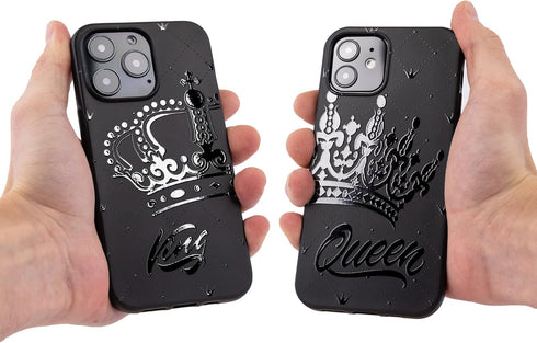 Black Matching Phone Cases compatible with - iPhone 13 Pro Max - 6.7 inch for Couple King and Queen Cover Cute Anniversary Boyfriend Girlfriend En...