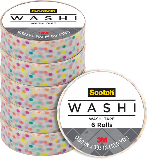 Scotch Expressions Washi Tape, .59 in x 393 in, Fun Dots 6 Rolls (C314-P47)...