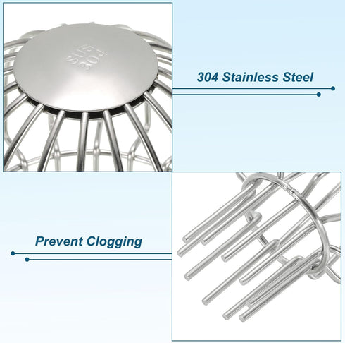 PATIKIL Gutter Guard, 304 Stainless Steel Down Pipe Filter, Anti-Blocking Line Cap Drain Cover Downspout Protector for Blockage Leaves Debris, 2 I...