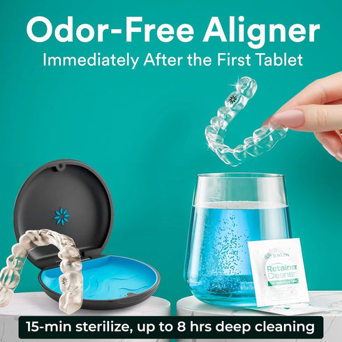 Retainer Cleaner Tablets, Invisalign Cleaner, Remove Stains, Odors & Plaque, Night Guard Cleaner, FSA & HSA Eligible, 4-Month Supply of PERSULFATE...