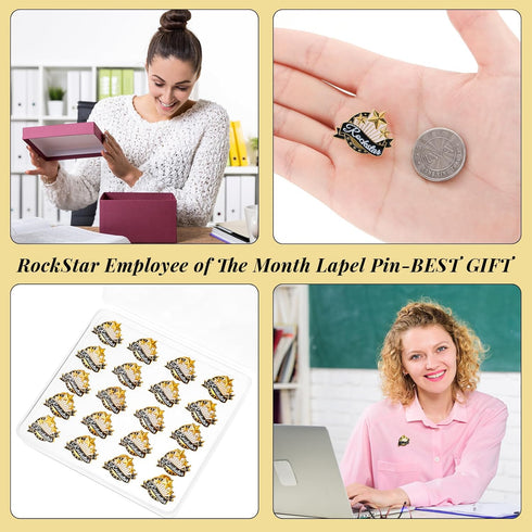 50 Pcs Employee of The Month Lapel Pin Employee Star Recognition Pins Employee Enamel Pins Gold Plated Enamel Employee Pin Performance Reward Pin ...
