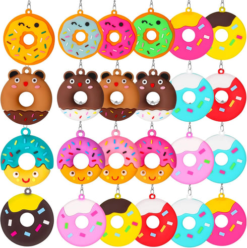 Yinkin 30 Pieces Donut Party Favors Sweet Donut Keychain Kids Key Chains for Backpacks Sweet Donut Theme Keychain Pendant for Kid Toy Ornament Sou...