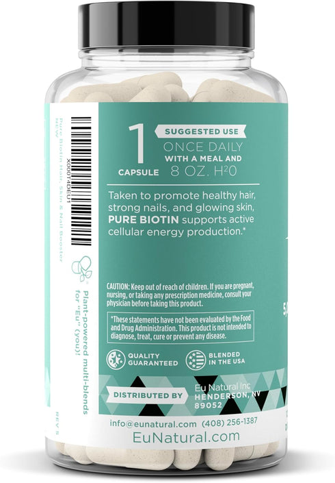 Biotin 5000 mcg Hair Skin Nails Supplement – High-Potency Hair Growth Vitamins for Women & Men – Provide Powerful Support for Healthy Hair, Strong...