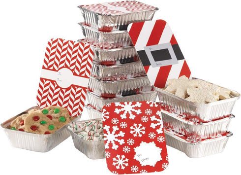GIA'SKITCHEN Disposable Aluminum Pans with Lids, 24 Piece, Set of 12 - Heavy Duty Foil Pans with Lids Perfect for Leftovers, Holiday Treats, Gift ...