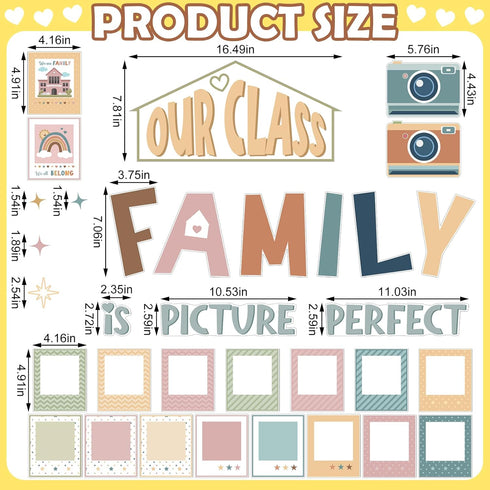 52 Pcs Picture Frame Bulletin Board Decor for Classroom Our Class Is a Family Bulletin Board Set Word Wall Bulletin Board Set for Teachers Chalkbo...
