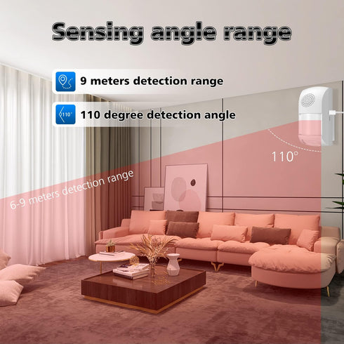 Smart Motion Sensor, WiFi Wireless Security Alarm, Home Security PIR Motion Detector with Free App Alerts, 110dB Sound and Light Alarm, 4 Alarm Mo...