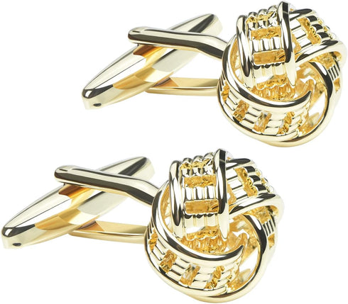 Men's Classic Metal Knot Tuxedo Shirt Cufflinks for Men Bridegroom Wedding Business Clothing Gift with Box...