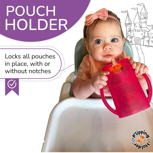 with lid for Food Pouches & Juice Boxes - Multipurpose Design - Prevent Messes & Support Self-Feeding - Handles for Easy Grasping - Made in USA...