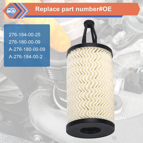 2 Pcs Engine Oil Filter Compatible With Mercedes-Benz Vehicle C, CLS, E, CLE, S, ML, SL Series, Replace #2761800009...