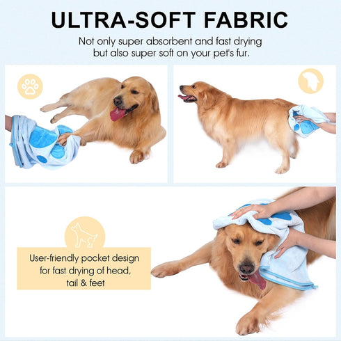 Glove Dog Towel for Drying Dogs for Dogs and Cats & Other Pets?(27.6 x 18.1 Double-sided available)Large Quick Dry Microfiber Grooming Pet Towel S...