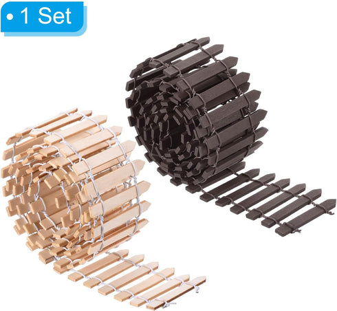 PATIKIL 39" L x 2" H Miniature Fairy Garden Fence, 2 Pack Mini Ornament Wood Picket Fence for DIY Dollhouse Garden, Brown/Natural Color...