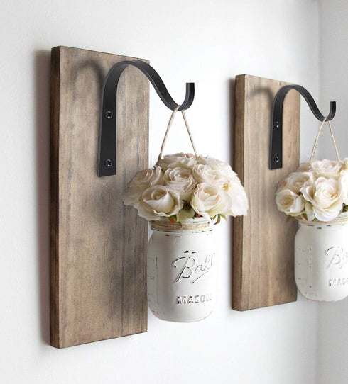 Mkono 6 Pack Iron Wall Hooks for Hanging Plant Lanterns, Plant Hanger Fence Metal Bracket for Bird Feeders, Wind Chimes, Mason Jar Sconces, Light ...