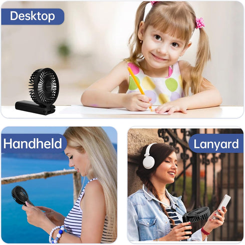 Handheld Fan,4000mAh Portable Fan,USB Rechargeable Personal Fan,3 Wind Speed, Lanyard as Neck Fan, Hand Fan for Travel/Office/Concerts/Lash(Black)...