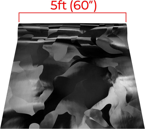 VViViD+ 2020 Edition Black Stealth Large Sized Pattern Camouflage Vinyl Car Wrap Roll (1ft x 5ft) Self Adhesive Film Air Release Technology, Scrat...