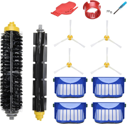 LOVECO Replacement Accessories Kit Compatible for iRobot Roomba 675 677 671 655 645 Robotics,4 Filter,4 Side Brush,1 Bristle and Flexible Beater B...
