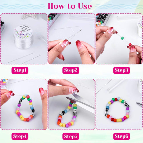 Stretchy String for Bracelets, Cridoz 0.5mm Clear Elastic String Stretch Cord Bracelet String with 2 Pcs Beading Needles for Seed Beads, Pony Bead...