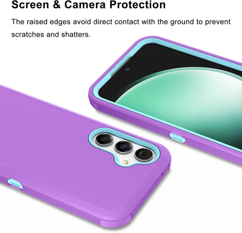 for Samsung Galaxy S23 FE 5G Case, Triple Layer Heavy Duty Armor Rugged Drop Protection Shockproof Protective case for Galaxy S23 FE 5G 2023, Purp...