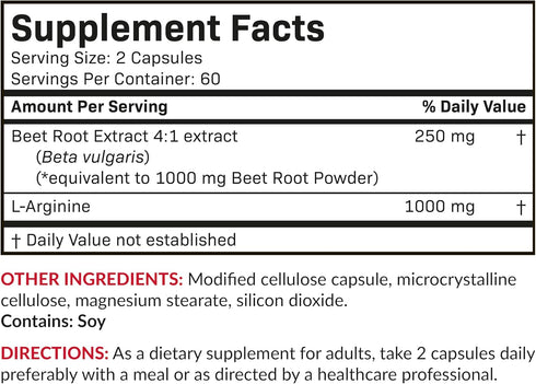 Futurebiotics Beet Root + L-Arginine 2000 MG, Non-GMO, 120 Vegetarian Capsules...