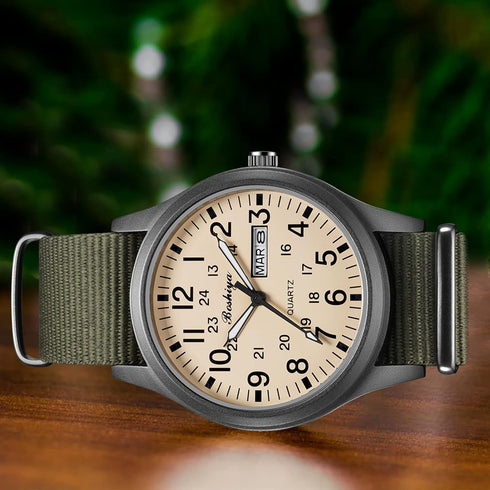 BOSHIYA Men's Military Tactical Field Watches Outdoor Sports/Work Watch Waterproof Analogue Quartz Watches Minimalist Lightweight Nylon Watch - Im...