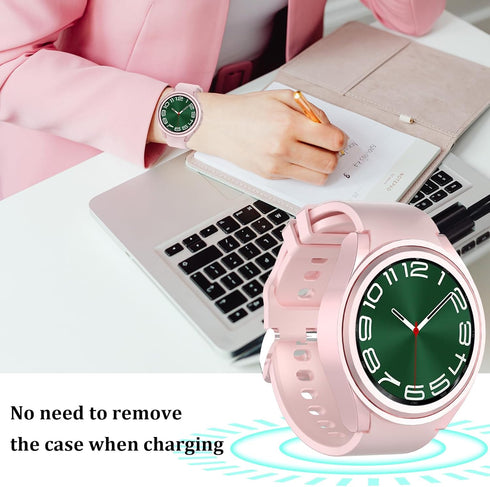 [6+6Pack for Samsung Galaxy Watch 6 Classic Screen Protector Case 47mm, Anti-Fog Tempered Glass and Waterproof Hard PC Protective Bumper Cover Com...