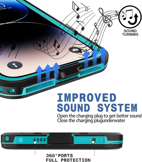 Design for iPhone 14 Pro Waterproof Case,Phone Case for iPhone 14 Pro with Screen Protector,Protective Case for iPhone 14 Pro 6.1''(Turquoise)...