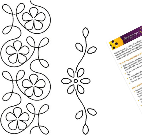 Quilting Creations Stencils for Machine and Hand Quilting - 2 Quilting Stencils for Border Patterns | Ginger Flower Border, Flower Plastic Quilt S...