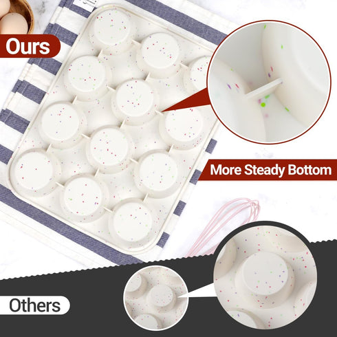 CAKETIME Silicone Muffin Pan, Regular Size Muffin Pan for Baking 12 Cups Non Stick Silicone Cupcake Pan 1 Pack Confetti...