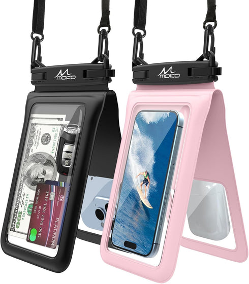 MoKo Double Case Waterproof Phone Pouch, 2Pack Waterproof Phone Case Dry Bag with Adjustable Lanyard Compatible with iPhone 15 14 Pro Max Galaxy S...