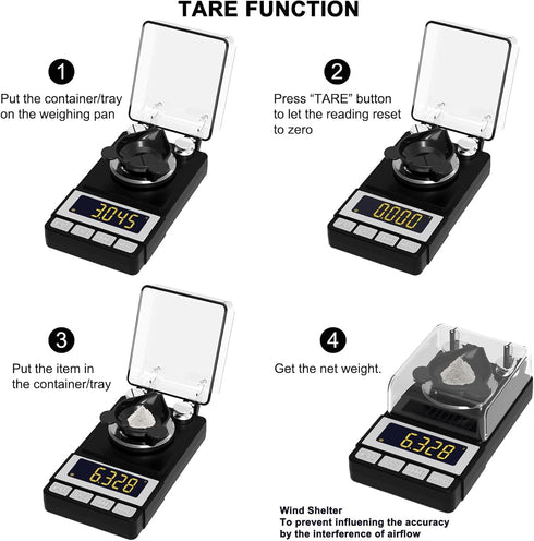 WEIGHTMAN Milligram Scale 50g / 0.001g, Reloading Scale with 2X 20g Calibration Weight, High Precision Jewelry Scale with Large LCD Display, MG Sc...