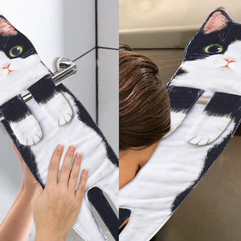 Cat Funny Hand Towels for Bathroom Kitchen - Cute Decorative Cat Decor Hanging Washcloths Face Towels Super Absorbent Soft - Housewarming Birthday...