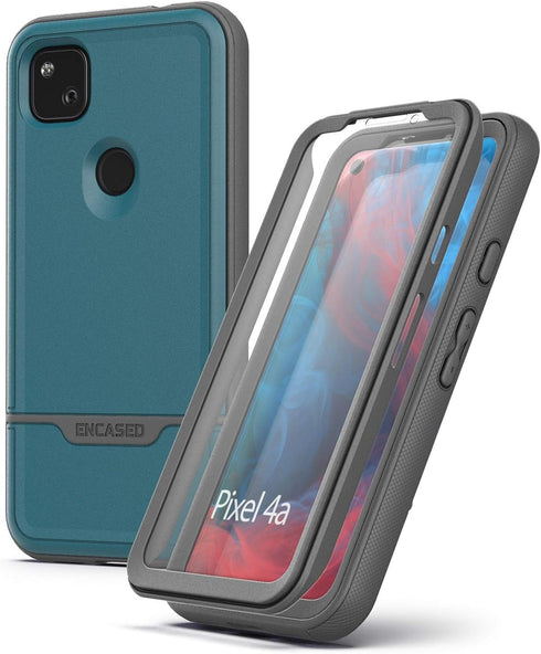 ENCASED Pixel 4a Case with Screen Protector (Rebel Shield) Rugged Full Body Protective Cover with Build-in Screen Guard for Google Pixel 4a - Blue...