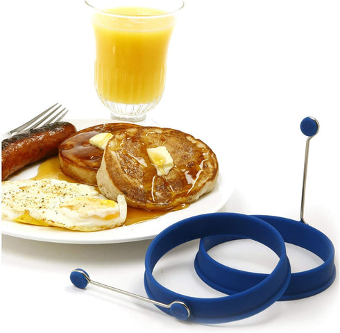 Norpro Grip-EZ Flexible Pancake Spatula with Silicone Round Pancake/Egg Rings (2 Pieces)...