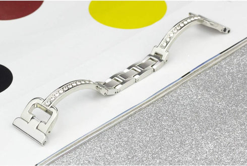 Metal Bands Compatible with Fitbit Versa 2/Versa Lite/Versa for Women, Bling Bracelet with Rhinestone Luxurious Wristbands, Silver Rose Gold Black...