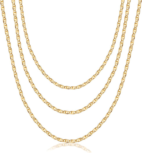 Barzel 18K Gold Plated Mariner Layered Necklace, 16-20 inches, with a 2 inch extension, Layered Necklace for women, High Polish Finish, Made In Br...