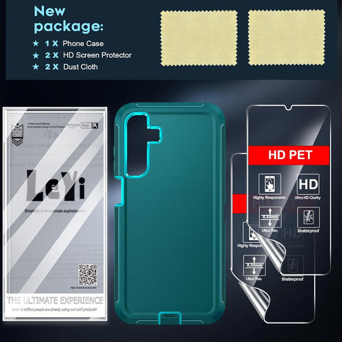 LeYi for Samsung Galaxy A25 5G Phone Case: Galaxy A25 5G Phone Case with 2Pcs HD Screen Protector, Heavy Duty 3 in 1 Full Body Shockproof Protecto...