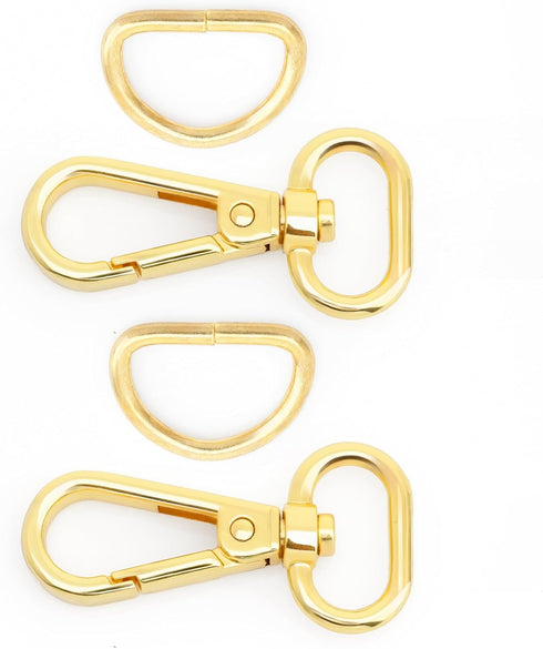 CRAFTMEMORE 2 Sets 1" Swivel Snap Hooks Lobster Clasp Push Gate Fashion Clips with 1" D Rings Bag Craft Accessories FSD2 (Gold, 1 Inch)...