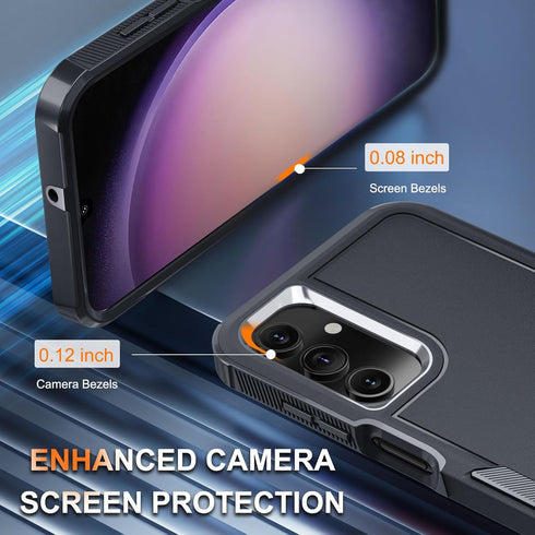 for Samsung Galaxy A15 5G Case, Full Body Heavy Duty Rugged Shockproof Protective Phone Cover with Lanyard Strap, Tempered Glass Screen Protector ...