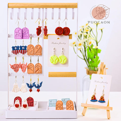 Puocaon Sports Polymer Clay Cutters - 16 Shapes Clay Cutters for Jewelry Making, Sports Theme Clay Earring Cutters, Tennis Badminton Billiards Cla...