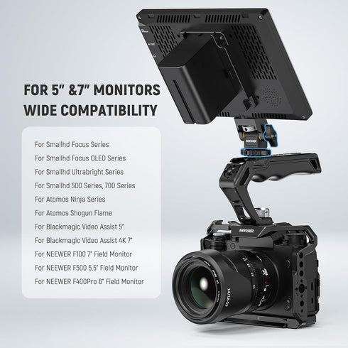 NEEWER Camera Monitor Mount with Cold Shoe (2 Pack), Anti Twist 1/4" Screw for 5" & 7" Field Monitor Compatible with Atomos Ninja V, 360° Swivel &...