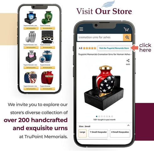 Trupoint Memorials Small Urns for Human Ashes Keepsake, Military and Patriotic Decorative Mini Cremation Urn for Veteran Adult Men and Women, Smal...