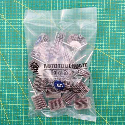 AUTOTOOLHOME 20PCS Abrasive Flap Wheel Sander 80 Grit 1/8" Shank Diameter 32mm 3/8" Thick and 1" Abrasive Sandpaper Flap Sanding Wheel Grinding He...