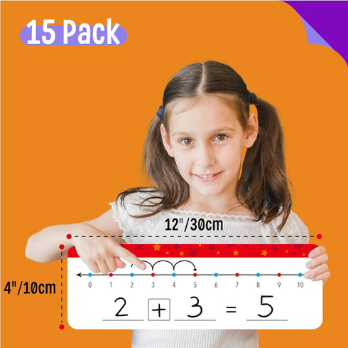 15 PCS Number Line Dry Erase Boards, Double Sided Writable and Erasable Board-0-10 on One side & 0-20 on Other Side Math White Board for Kids, Stu...