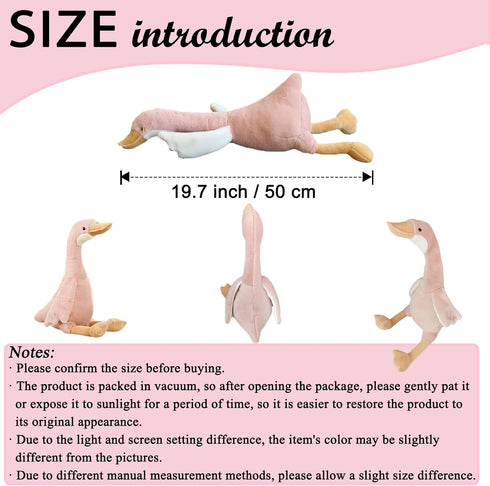 19.7" Goose Stuffed Animal Plush Kawaii Swan Toy Soft Doll for Girls Boys, Pink...