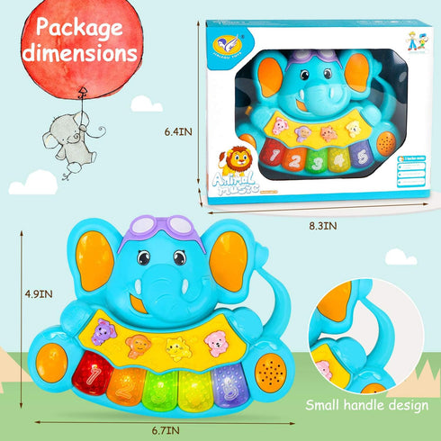 Baby Piano Toys 6 to 12 Months Early Learning Baby Girl Toys 6 to 12 Months Elephant Piano Keyboard Toys Infant Toys for 6-12-18 Month Light Up Mu...