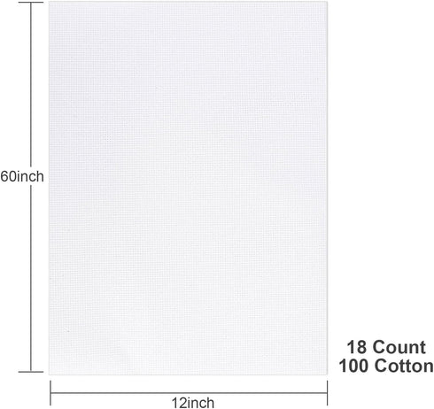 Aida Cloth 18 Count Cross Stitch Fabric,12 by 60inch(18CT,White)...