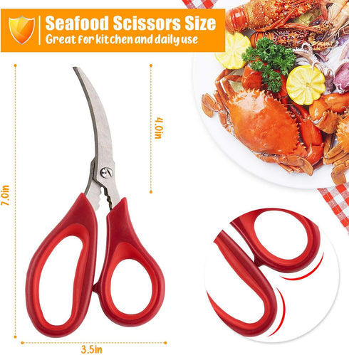 Kitchen Seafood Scissor for Crab Legs, 4 Pack Crab Leg Lobster Shell Cracker, Lobster Shrimp Crayfish Crawfish Scissors Fish Scissors, Seafood Cra...